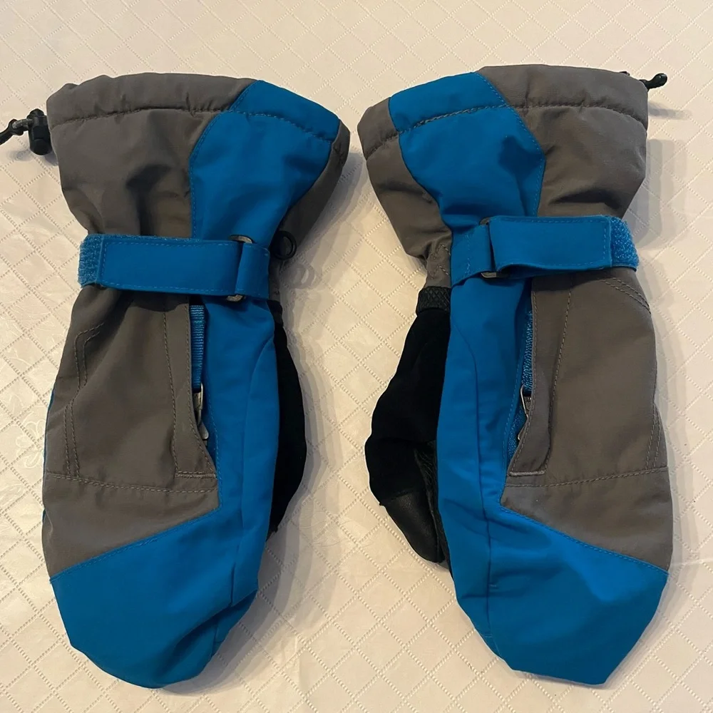 Lands’ End Kids Squall Mittens, Blue and Gray